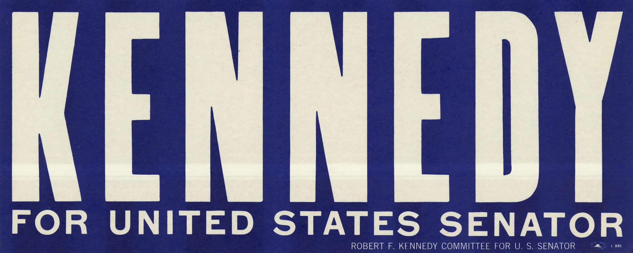 Kennedy for United States Senator bumper sticker, 1964
