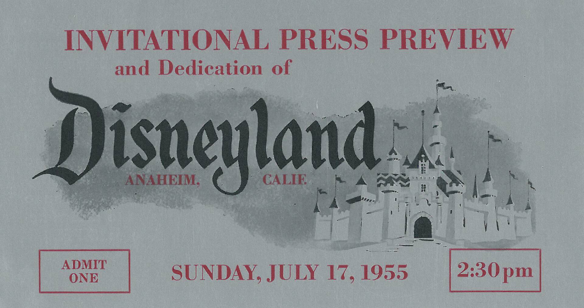 Disneyland Preview ticket