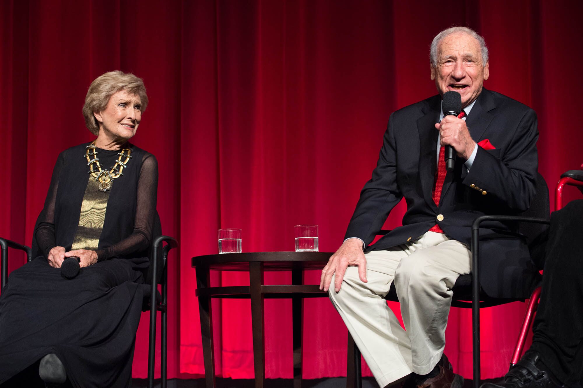 Cloris Leachman and Mel Brooks On stage at the 40th anniversary screening of "Young Frankenstein."