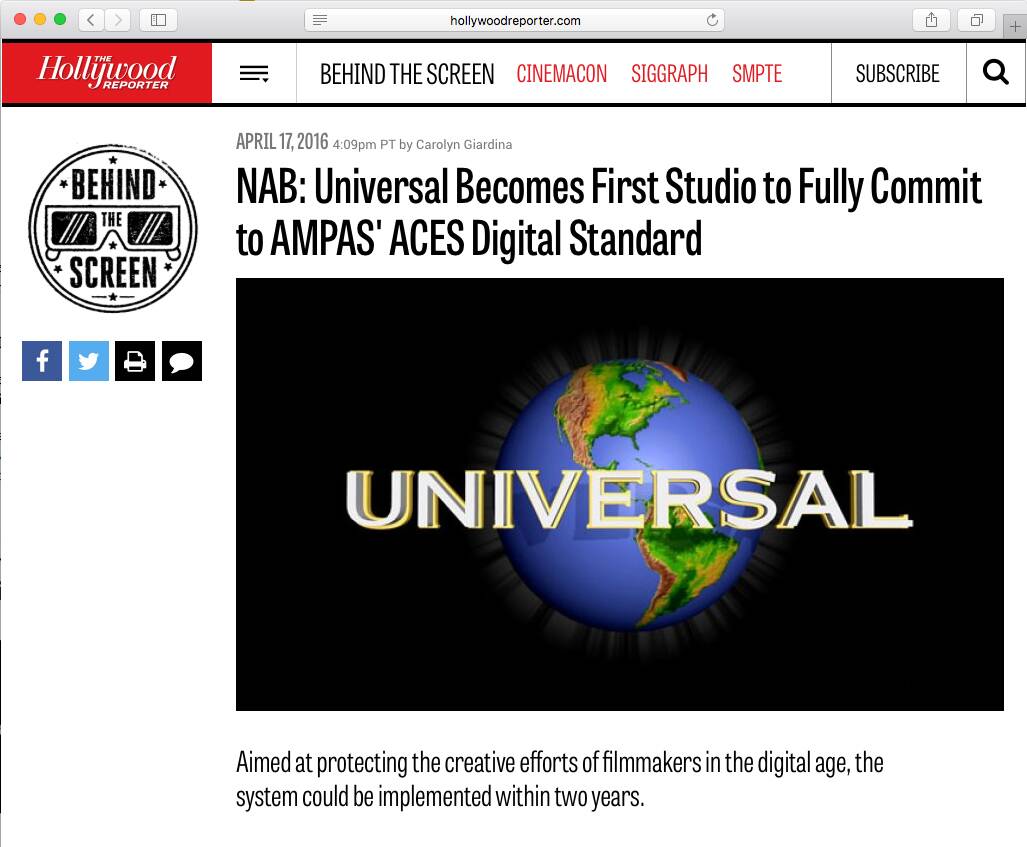 Hollywood Reporter coverage of the Universal announcement